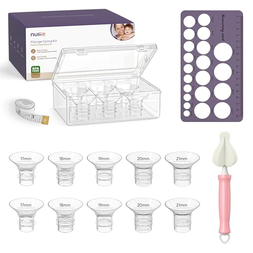 Image of Nuliie 10PCS Silicone Flanges Insert Replacement Kit, Flange Sizing Kit 17/18/19/20/21mm for 24mm Flange/Shield Breast Pumps, Pumping Essential Kit for Moms