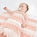 Organic Cotton Patterned Baby Crib Blanket for All Seasons - Warm, Breathable, Super Soft, Thick and Light Weight Quilted Toddler Blanket for Boys and Girls 39''x39'' Large - Pink Wave