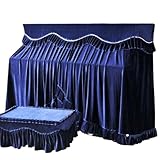Funda Para Piano De Cola Funda for Piano, funda completa de tela terciopelo dorado, for eléctrico, for taburete, juego grueso dos piezas(Blue,Single Stool Set)