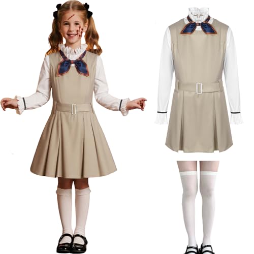 HarnyLoom Megan Costume per bambina, Megan Marionetta Horror Film Costume M3gan Ragazza Cosplay Outfit Uniforme per Halloween Carnevale Cosplay (150 (10-12 anni))