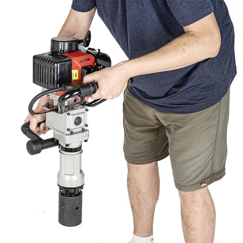YIPONYT 32.6cc Gas-Powered T Post Driver, 2 Stroke Post Pile Driver Manual Portable Lightweight Pile driver kit, Fence pillar hammer push pileSingle Cylinder, Air Cooling