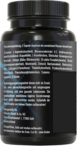 MENCRAFT MEN INTENSE - Männer Kapseln extrastark - DAUERHAFT Rezeptur hochdosiert - mit L-Arginin, Maca, Vitaminen, Ginseng, Ginkgo, 60 Kapseln