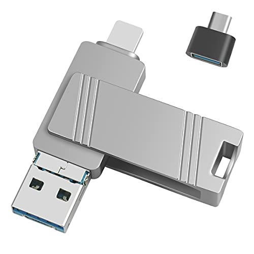 スマートフォンのためのUSB 3.0フラッシュドライブ、ペンドライブの1メモリスティック暗号化された親指ドライブ、タブレットのジャンプドライブ、Android携帯電話、PC (128GB, 銀)