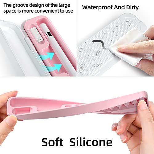 Image of Magnetic Carrying Case Compatible with Apple Pencil 2nd Generation and 1st Gen Pencil and Samsung Galaxy S-Pen Series, Pencil case Consists of Hard PC Shell and Soft Silicone Inner (Pink)