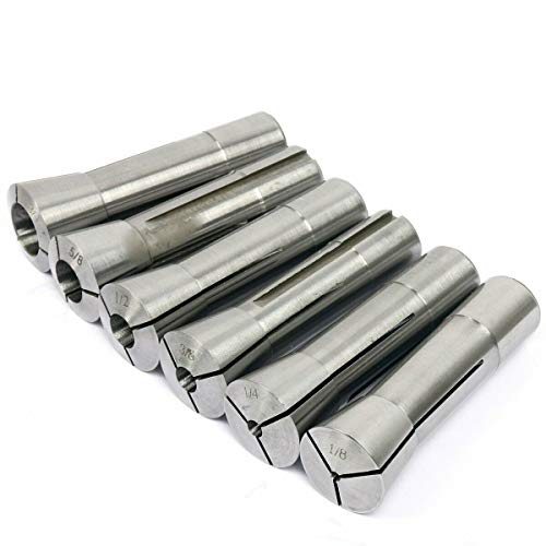 8MILELAKE 6pcs 1/8-3/4 inches Precision R8 Collets Set Mill Chuck Holder Kit