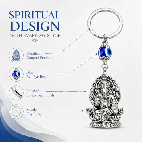 Image of Premium Turkish Evil Eye Keychain for Car, Bike & Home | Nazar Protection Keychain, Good Luck Charm | Spiritual Metal Key chain for Men & Women