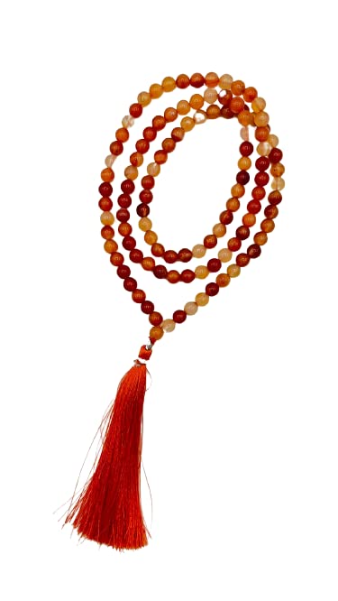 Image of Carnelian Natural Crystal Gemstone 8mm 108 Beads Jap Mala for Meditation, Pooja, Chanting, Wearing (8mm, Carnelian)