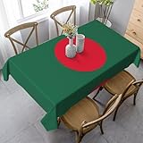 Stujvc Rechteckige Tischdecke mit der Flagge von Bangladesch, für den Urlaub, Alltag, knitterfrei, waschbar, ideal zum Essen