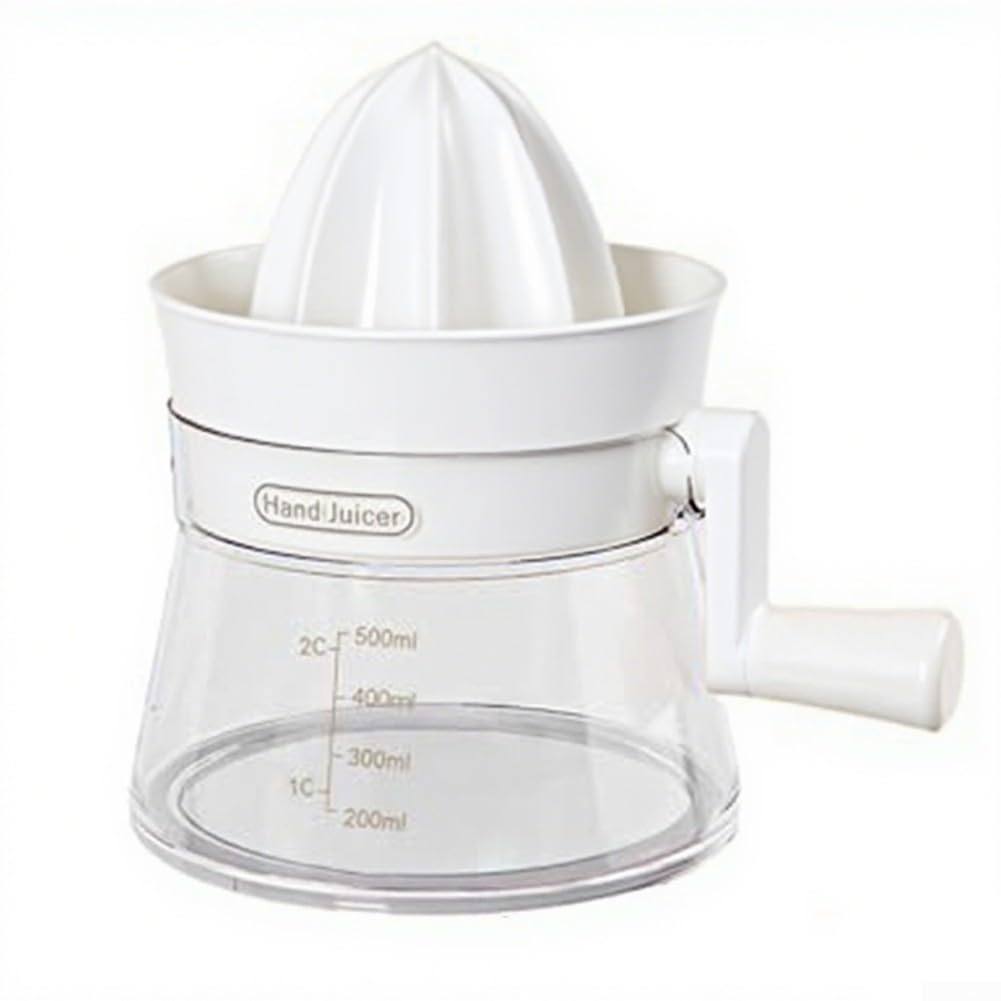 Extractor de jugo de cítricos giratorio manual blanco con filtro