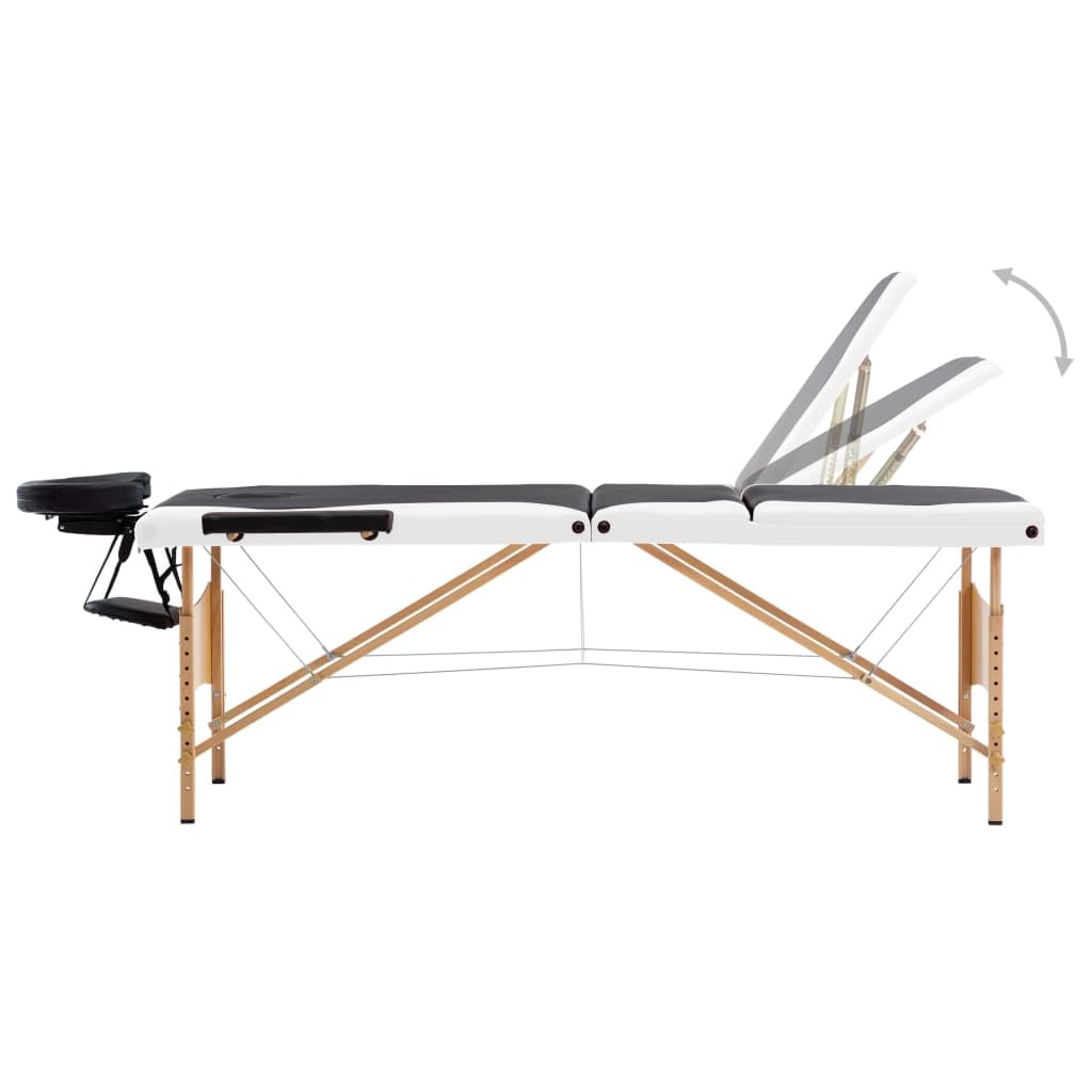Générique Table de Massage Pliable 3 Zones Bois Noir et Blanc,Santé & beauté,Hygiène personnelle,Massage & Relaxation,Tables de Massage,Noir,18.45 KG,110212