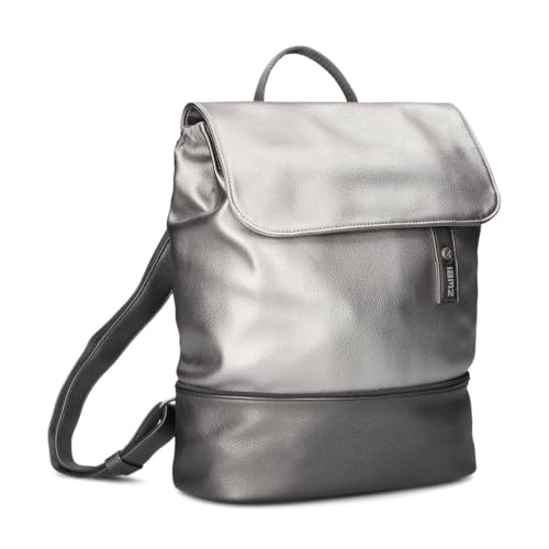 Zwei Jana JR13 Cosmos petit sac à dos femme urbain simili cuir argenté imperméable