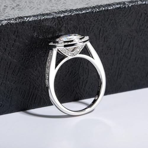 3CT/4CT Moissanite Vintage Engagement Ring Bezel Set Wedding Bands 925 Sterling Silver Round Cut D Color VVS1 Promise Ring for Women Solitaire with Certificate Elegant Gift Packed3