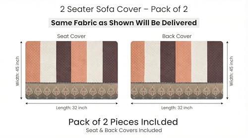 Image of Velvet 2 Seater Sofa Cover Fully Covered | Anti Skid Non Slip | Printed Brown | Sofa Slipcover for Living Room