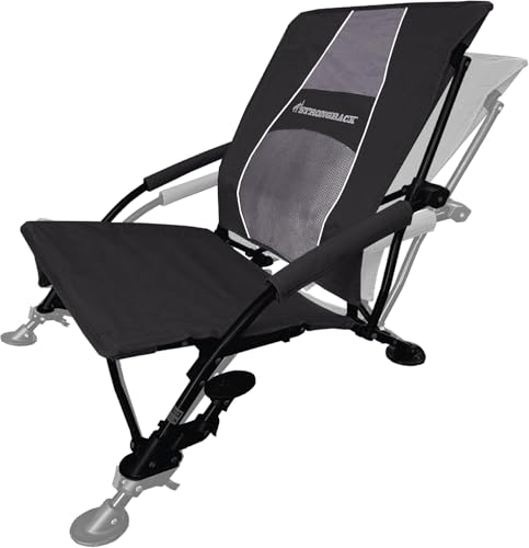 STRONGBACK Beach Chairs - Low Gravity Recliner Portable Beach Chair - with Built-in Lumbar Support - Heavy Duty Folding Beach Chairs - Great for Travel - Black