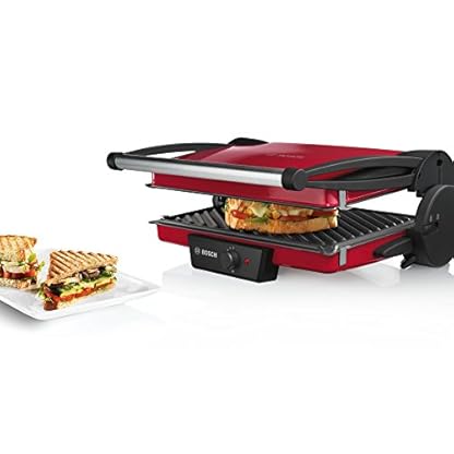 BOSCH TFB4402V Kontaktgrill (1800 W, 3 Grillpositionen, stufenlos regulierbarer Thermostat), rot / anthrazit – Bild 3