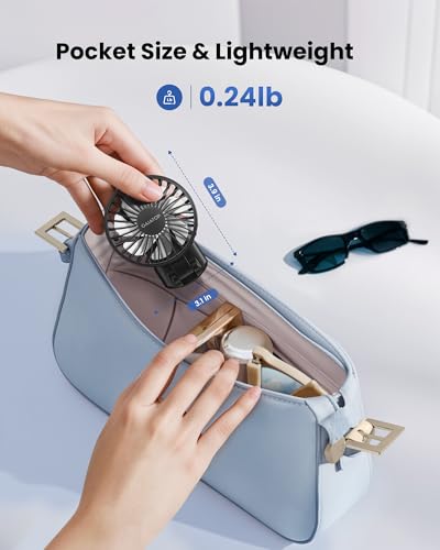 Image of Gaiatop Powerful Hand Fan, Portable Personal Fan Handheld Fan, 3 Speed Foldable Desk Fan with Digital Display, 2000mAh USB Rechargeable Fan for Indoor Outdoor