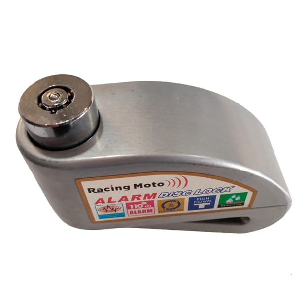 Alarm Brake Disc Lock With Reminder Cable Tourtecs Theft Protection Motorbike 110dB Chrome