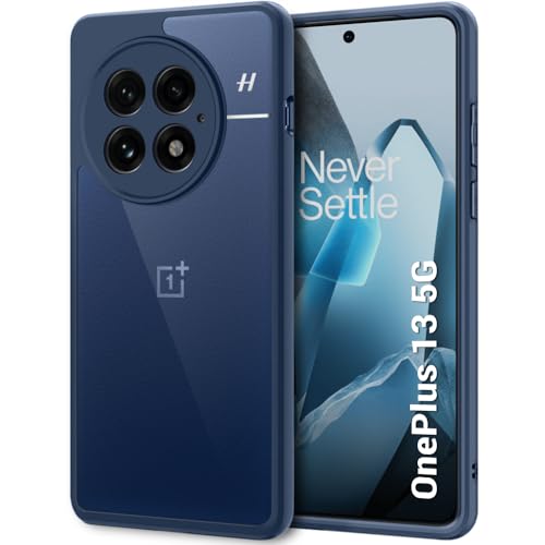 Image of TheGiftKart Hybrid Shockproof Back Cover Case for OnePlus 13 5G | Camera Protection Module | Hard Back Cover Case for OnePlus 13 5G (PC & TPU, Transparent Clear Back, Blue Sides)