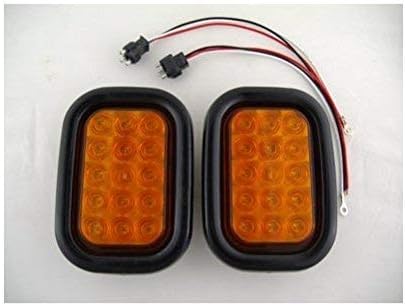 United Pacific Amber 15 LED Rectangle Marker Park Turn Signal Lights, Grommets, Wire Pigtails