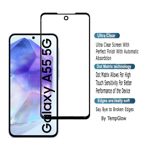 Image of Screen Protector for Samsung Galaxy A55 5G | A35 5G (Black) Tempered Glass Edge-to-Edge 6D Screen Guard With Installation Kit