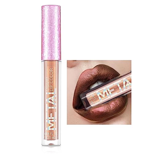 Metallic Matte Liquid Lipstick, Glitter Lipstick Smudge Proof Lipstick, Lipstick For Women High Pigment Waterproof Long Lasting Wear, Gothic Glitter Liquid Lip Gloss For Cosplay, Halloween Makeup #TOP4