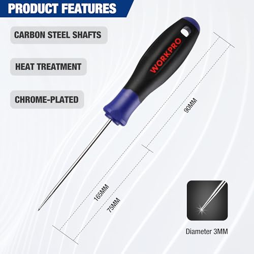 WORKPRO 4-Teiliges Mini Pick und Haken Set, Präzision Automobil Pick Werkzeug Set zum Entfernen von Schläuchen, Öl-Ringe und Dichtungen, Ergonomischer Griff mit Tragtasche Perfekt für Autowerkzeuge