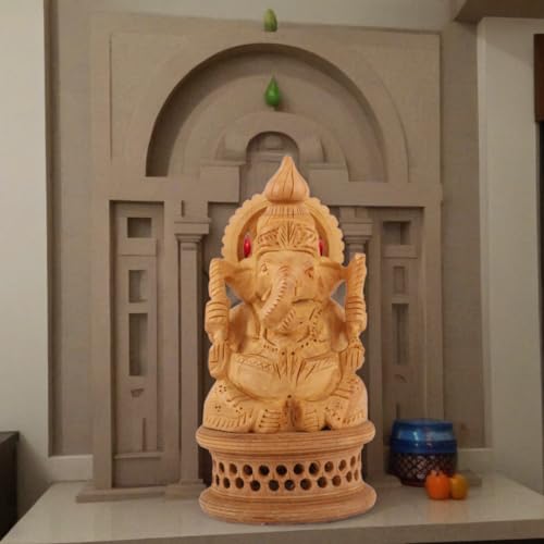 Estatua de Madera de Lord Ganesha Tallada a Mano miniatura 2