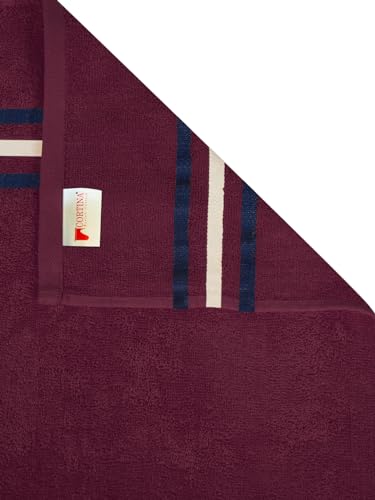 Image of Cortina 480 GSM Ultra Soft, Super Absorbent, Antibacterial Treatment, 100% Cotton Large Bath Towel, 70 cms x 140 cms, (Maroon /Beige, Set of 2)