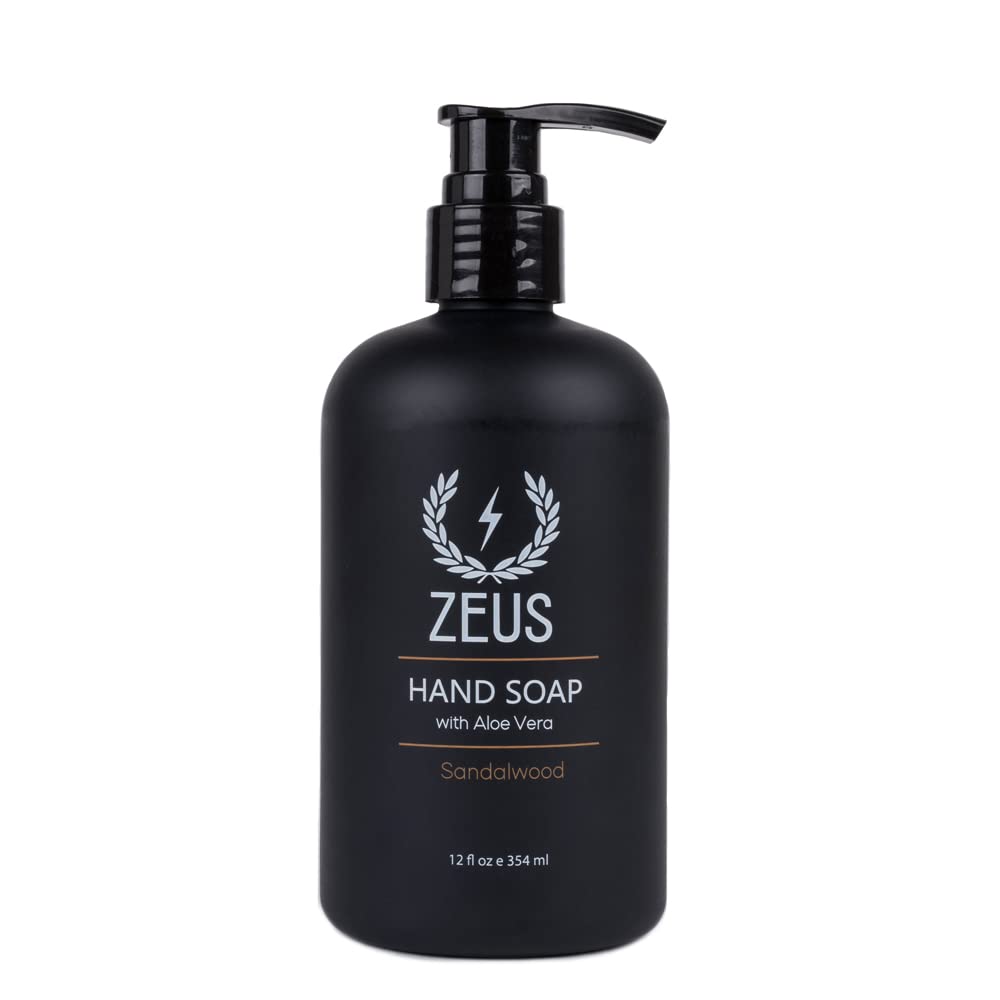 ZEUS Natural Liquid Hand Soap with Aloe, Tea Tree & Lemon Oil (12 oz.) Sandalwood