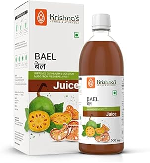 Krishna's Ayurveda Bael Juice- 500 ml concentrate | Sugar Free Beal Juice for Healthy Gut Health, Bel Swaras with No Added Color or Flavour
