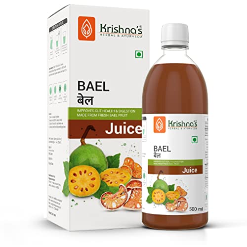 Krishna's Ayurveda Bael Juice- 500 ml concentrate | Sugar Free Beal Juice for Healthy Gut Health, Bel Swaras with No Added Color or Flavour