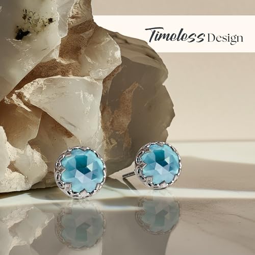 925 Sterling Silver Gemstone Studs Earrings for Women - Sterling Silver Earrings Studs - Birthstone Earrings - Gemstone Earrings for Women - Minimalist Earrings for Women4