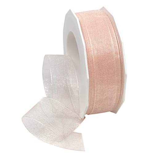 Morex Ribbon Sheer Organza Ribbon, 7/8 inch by 25 Yards, Blush Peach, 91805/25-034
