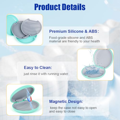 Flintronic Zahnspangendose, 1 Stück Spangendose mit Entnahmewerkzeugen Aligner Chewies und Bürste, Dose Zahnschiene, Knirscherschiene Gebissdose für Reisen und täglichen Gebrauch