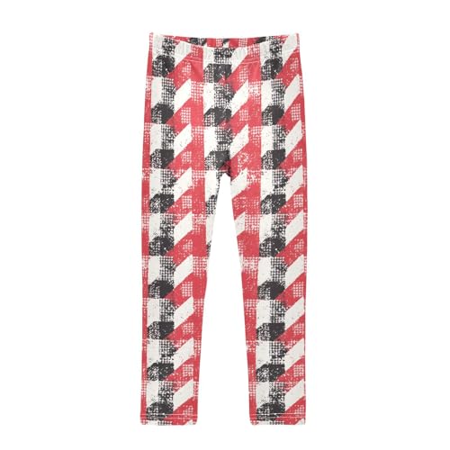KLL Black and Red Houndstooth Toddler Girls' Legging Stretchy High Waisted Lounge Pants Gym