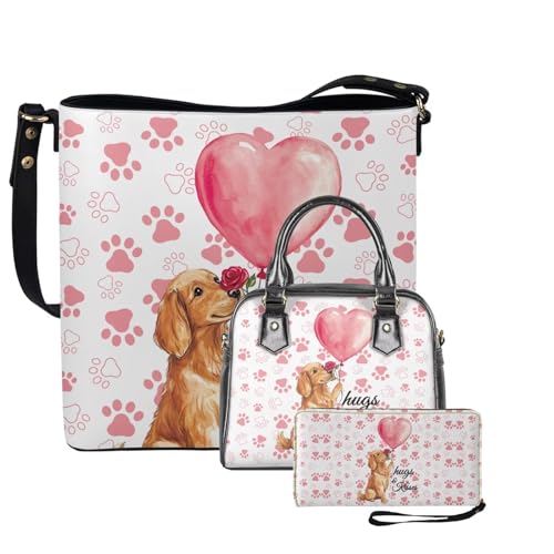 Hobo Purses for Women Leather Tote Crossbody Bag Purse and Wallet Set Valentine's Day Shoulder Satchel Handbags