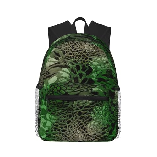 Sac à dos de voyage polyvalent imprimé serpent vert en taille unique noir