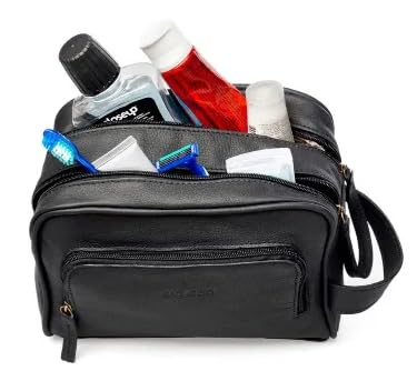 Necessaire Masculina de Couro Preta