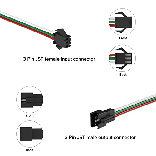 Image of BTF-LIGHTING 5 PCS JST SM 3PIN V Shape 1 to 2 Connectors for 3 Pin SMD WS2812B WS2811 WS2812 WS2814 SK6812 FCOB WS2811 IC Addressable LED Strip Female Male 15CM 22AWG Wire