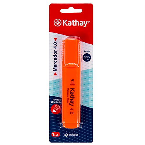 Kathay 86211852. Marcador Fluorescente, Color Naranja, Punta Biselada 4mm