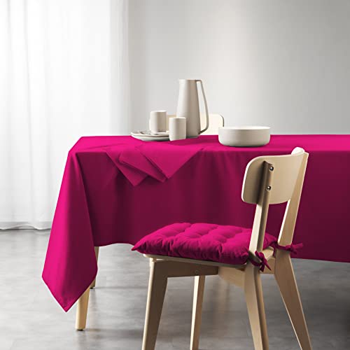 Douceur d'Intérieur Nappe Rectangle (140 x 240 Cm) Mistral Fuchsia, Coton Recyclé