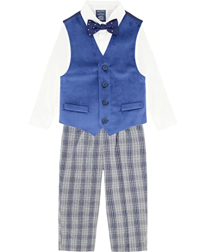 Image of Nautica Boys' 4-piece Formal Suit Set with Vest, Pants, Collared Dress Shirt, and Tie