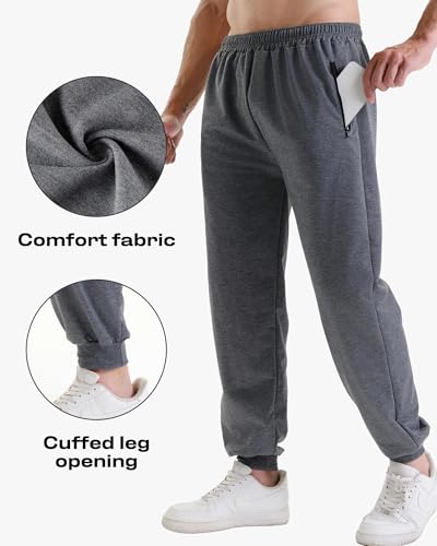 3 Pack Sweatpants for Men Athletic Gym Workout Mens Joggers with Zipper Pockets Active Running Pants4
