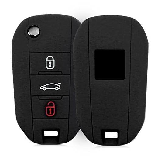 kwmobile Funda de Silicona para Llave Plegable de 3 Botones para Coche Peugeot Citroen - Carcasa Protectora Suave de Silicona - Case Mando de Auto Negro
