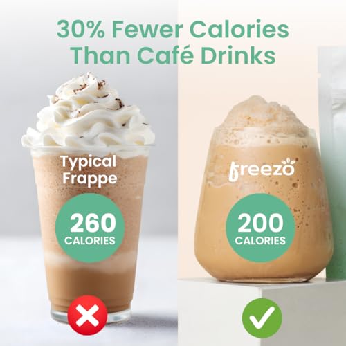 Freezo Classic Premium Blended Iced Coffee | Lower Calorie Frappe, Naturally Flavored | Bag Makes 8-10 servings | Instant Coffee Powder Mix | Prepare Freezochino Latte Drinks | Serve Cold