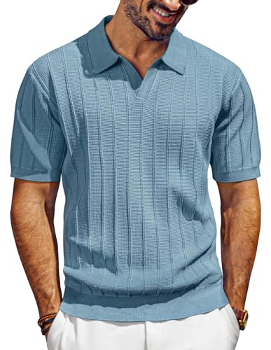 PJ PAUL JONES Camisa Polo de Manga Corta para Hombre Azul Claro L