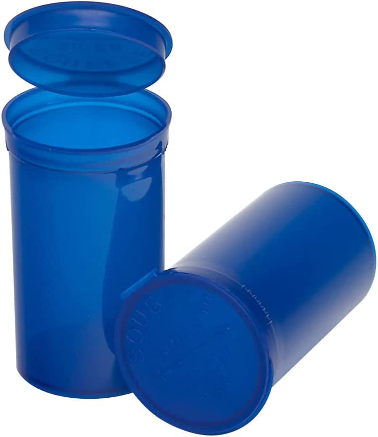 50 x 19 Drams Pop Tops vials 80ml Storage containers Herbs & Medicine Container, Squeeze containers (Transparent Blue)