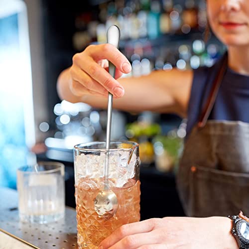 Image of Long Handle Spoon, Long Mixing Stirring Spoon for Iced Tea, Coffee Suitable for Tall Glasses, Cocktail Bar Stainless Steel Long Handle Spoon, Soda Spoon, Milkshake Spoon (8-pcs-Imp-Long)