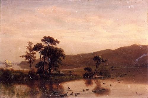 Pintura en lienzo vintage de 60x90cm de Albert Bierstadt para decoración del hogar