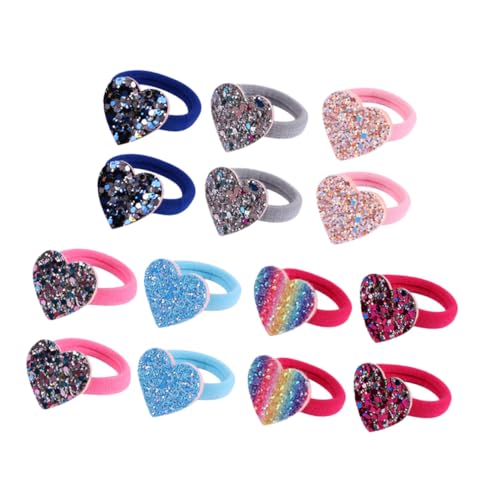 Élastiques Cheveux Cœur Paillettes Multicolores Confortables Haute Élasticité